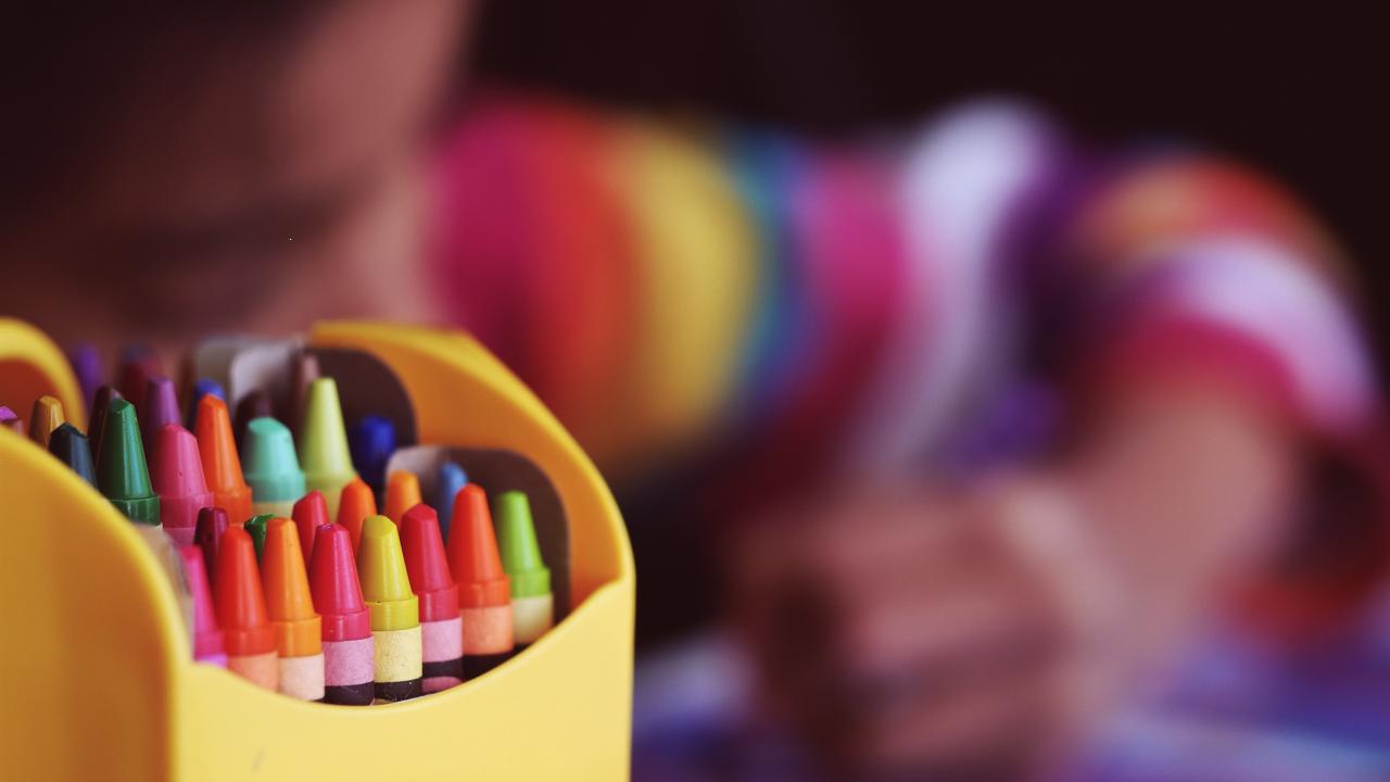 crayons in foreground