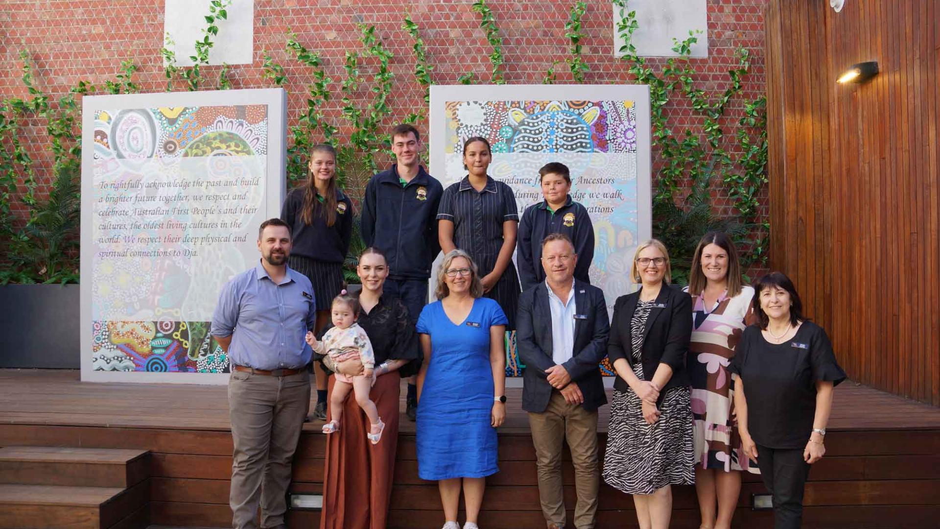 Aboriginal artwork created by local students has been installed at the Academy Ballarat centre. Students met with Academy and Department of Education staff to celebrate.